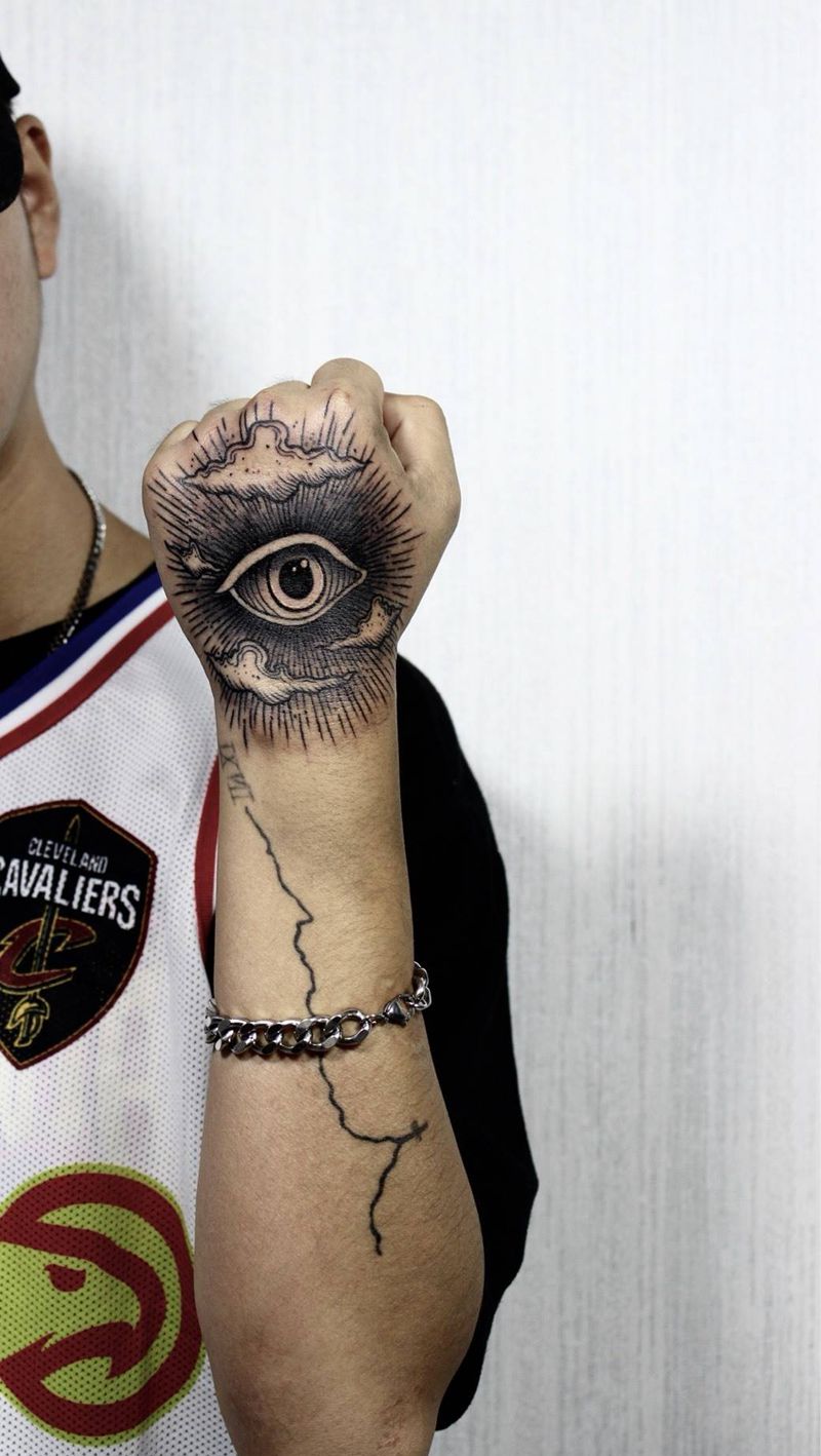 手面 眼睛纹身图片