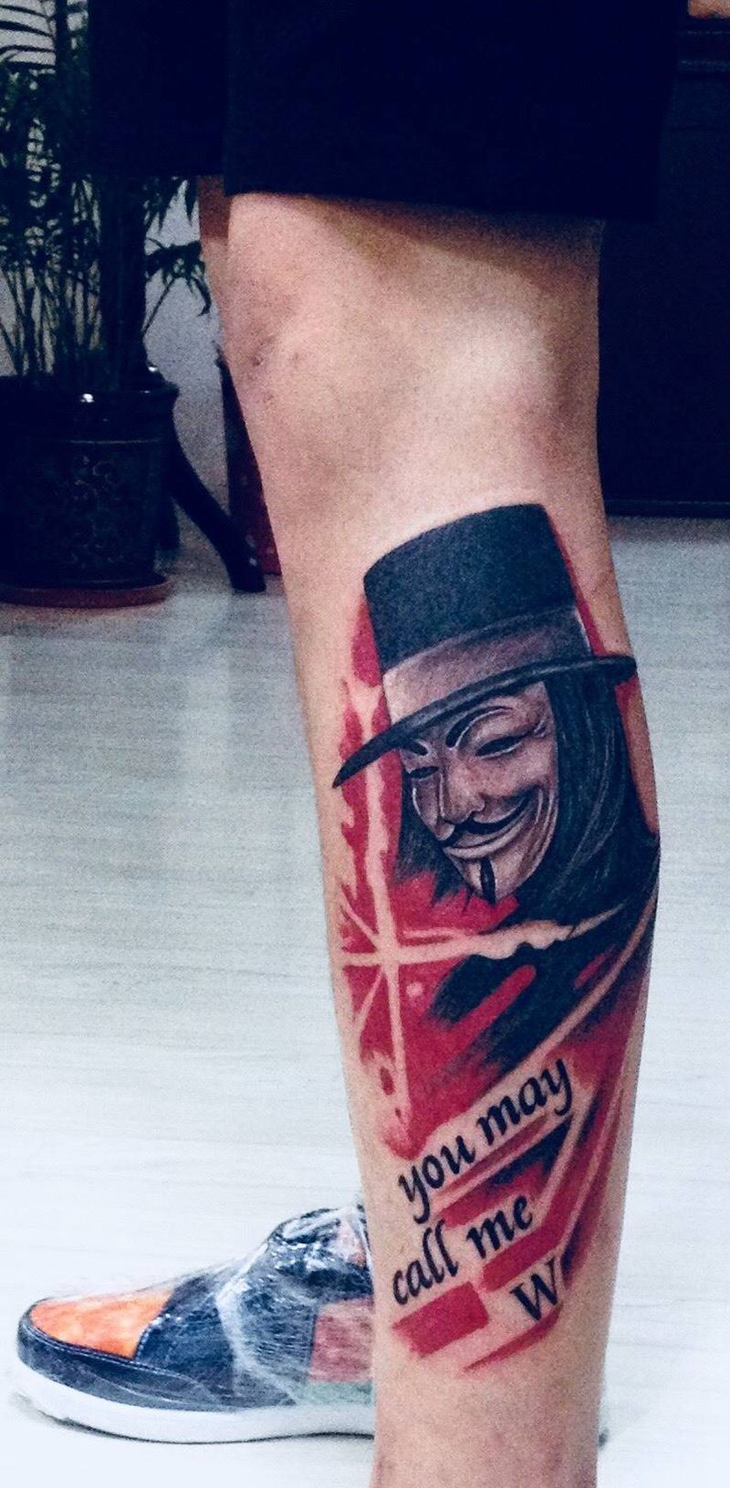 欧美风人物纹身图片_成品腿部欧美人物纹身图案