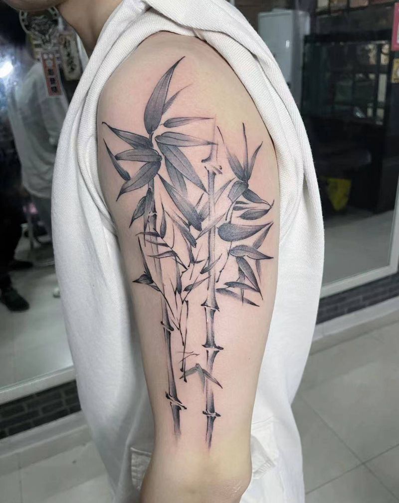 本店师傅作品纹身图片_手臂肩部水墨新传统纹身图案