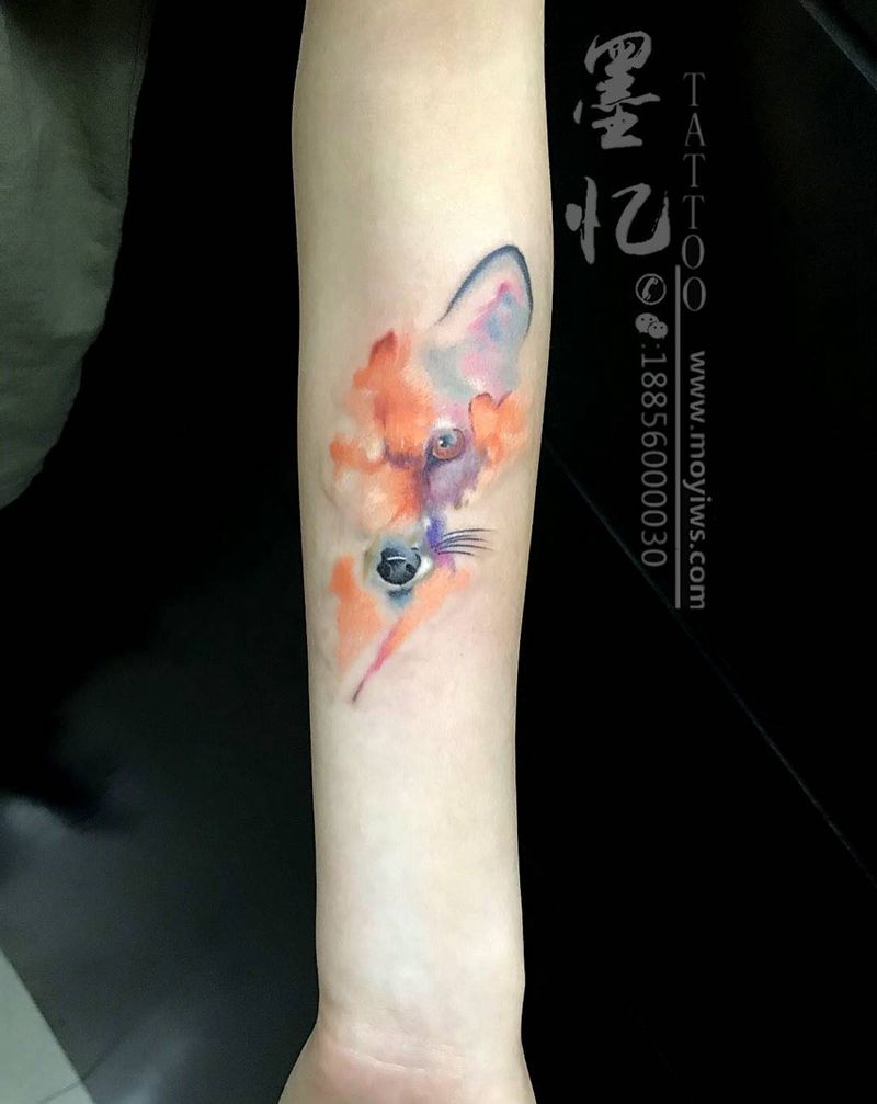 狐狸纹身图片_成品手臂欧美传统写实合肥原创纹身图案