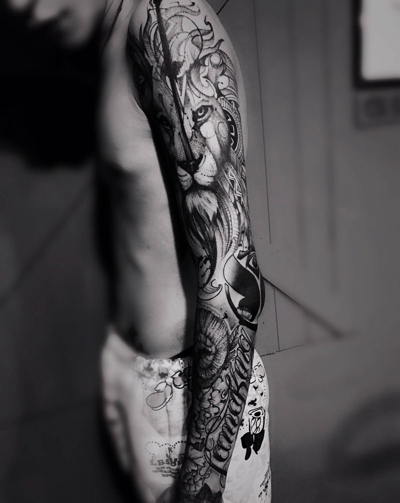 欧美风花臂纹身图片