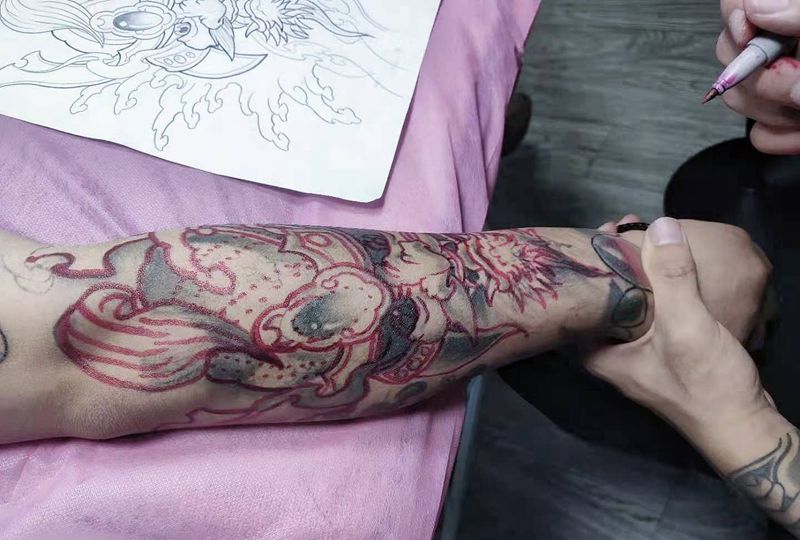 武士修改纹身图片_手部新传统老传统纹身图案