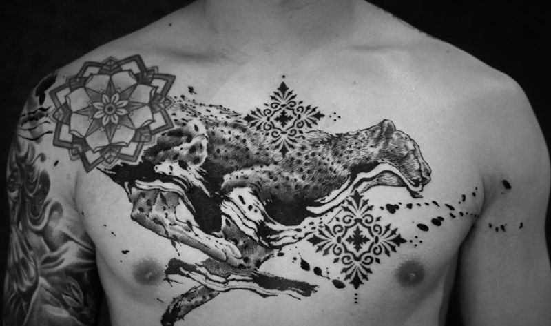 自然刺青處-成为前 作品纹身图片_胸部欧美写实纹身图案