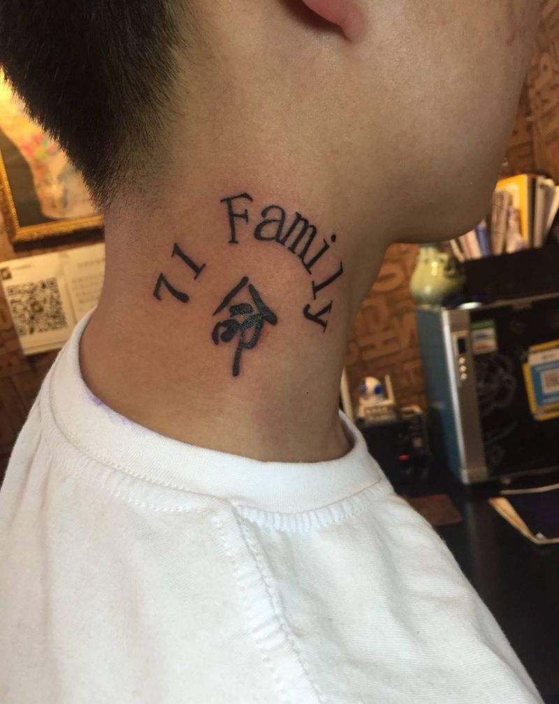 NBA球星同款纹身图片_成品颈部欧美字符原创纹身图案