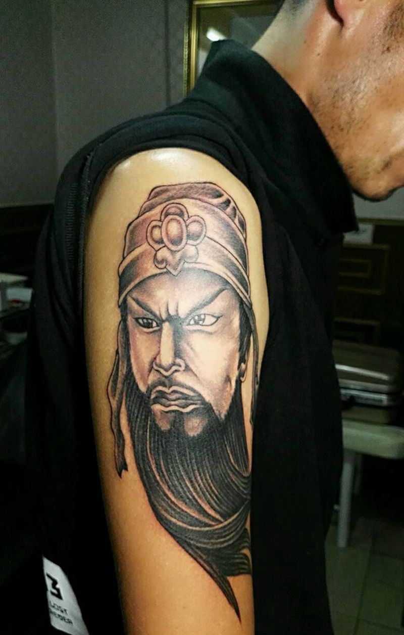 关公头纹身图片