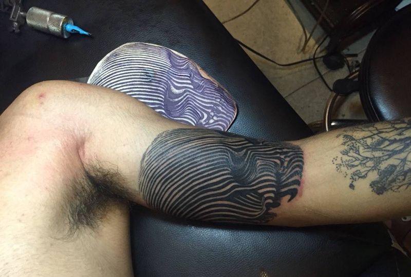 眼花缭乱的骷髅纹身图片_成品手臂欧美几何鬼神纹身图案