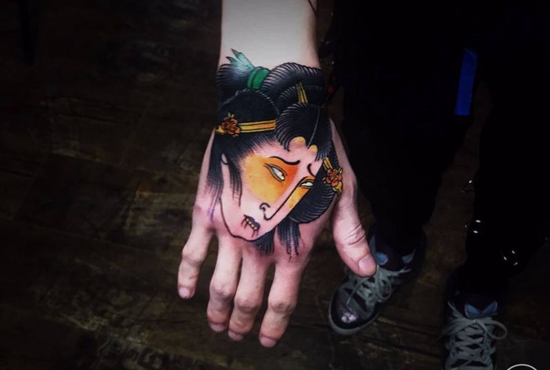 手面，生首纹身图片