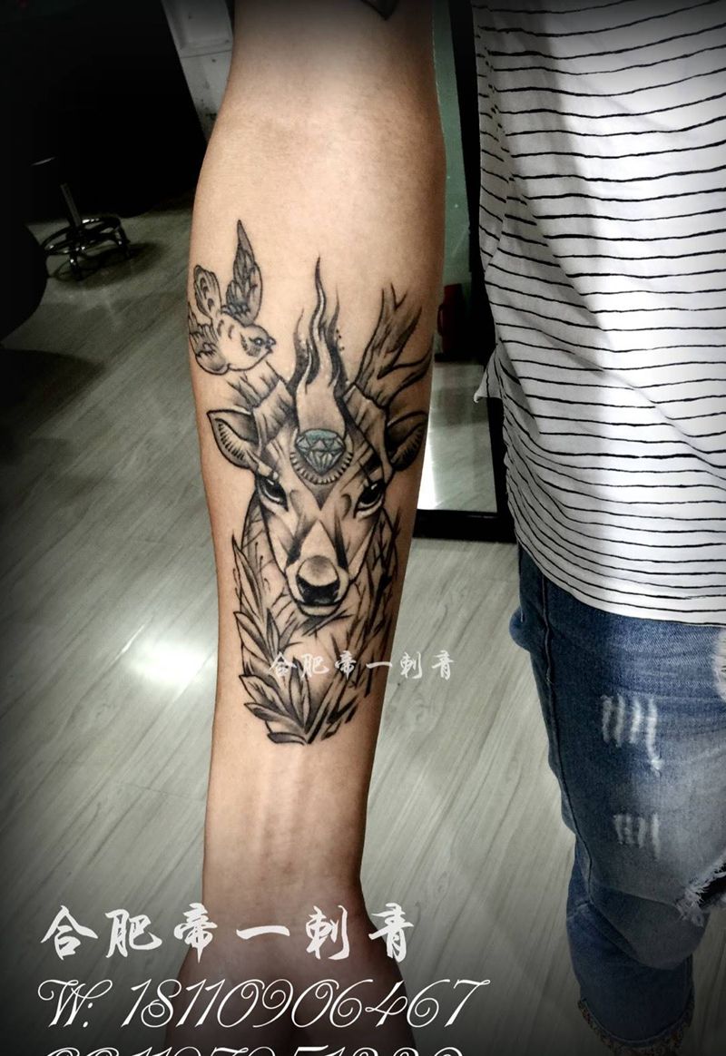 小手臂鹿首纹身纹身图片