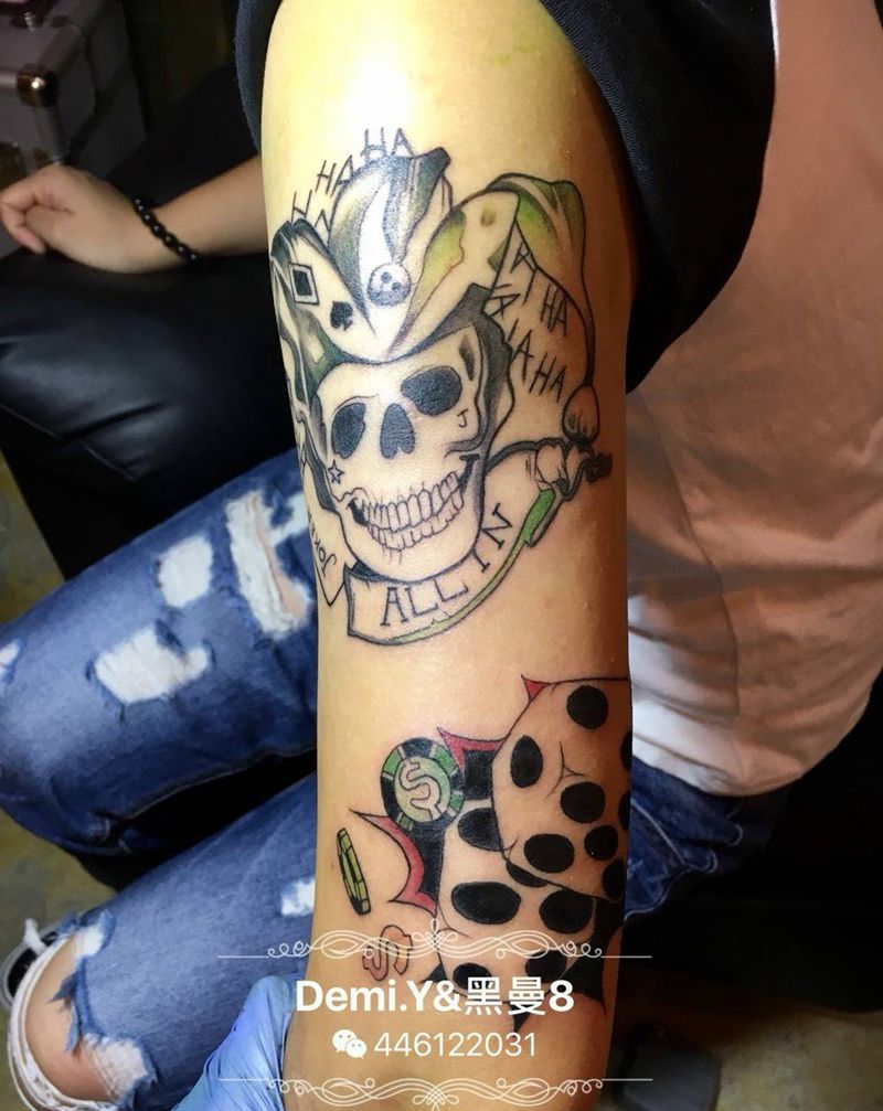 欧美赌神花臂纹身图片_成品手臂欧美人物贴纸纹身图案