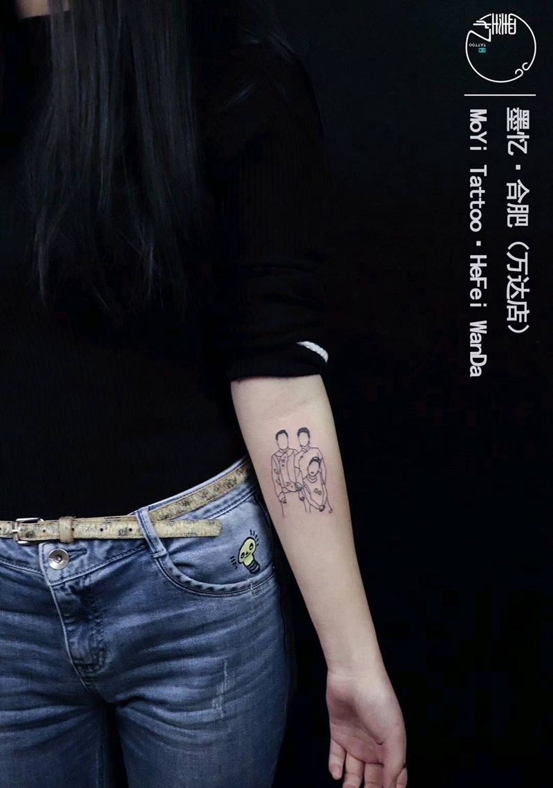 简笔人像纹身图片