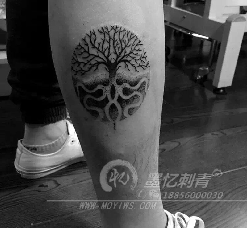 树纹身图片_图腾习俗传统腿部成品静物原创纹身图案