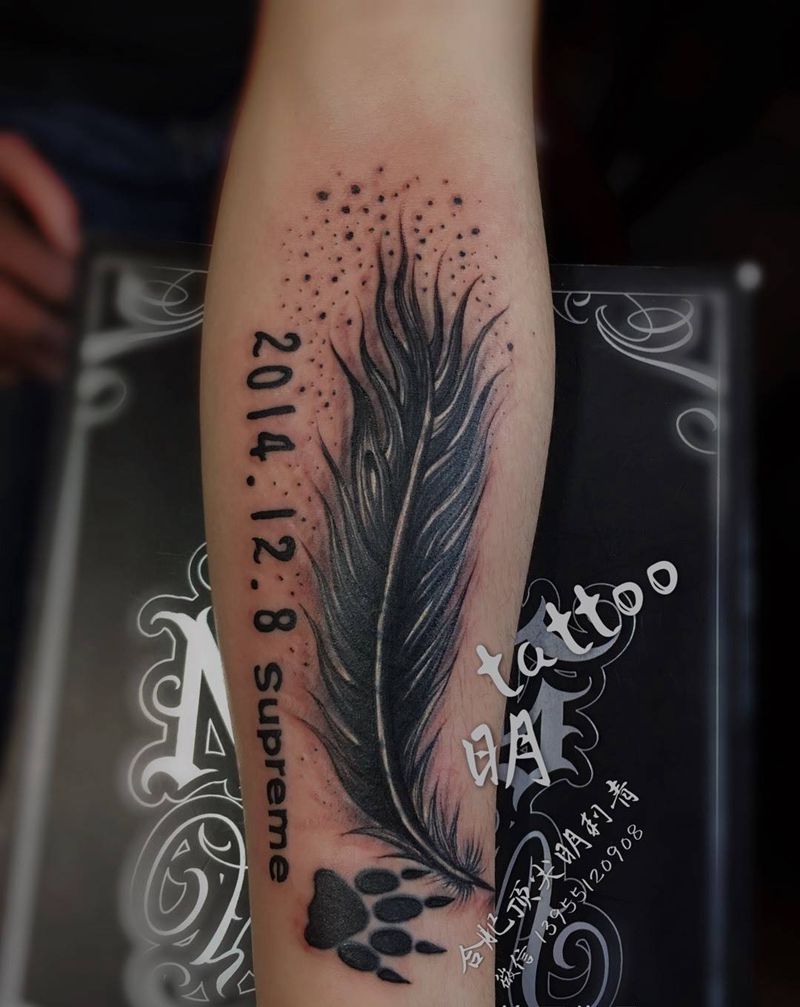 羽毛、盖图作品纹身图片