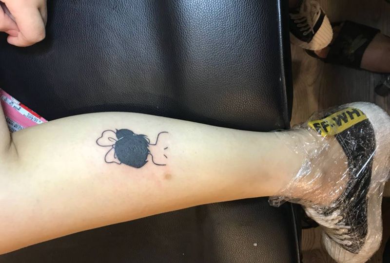 小清新走一波纹身图片_成品手臂腿部欧美传统清新字符人物贴纸原创纹身图案