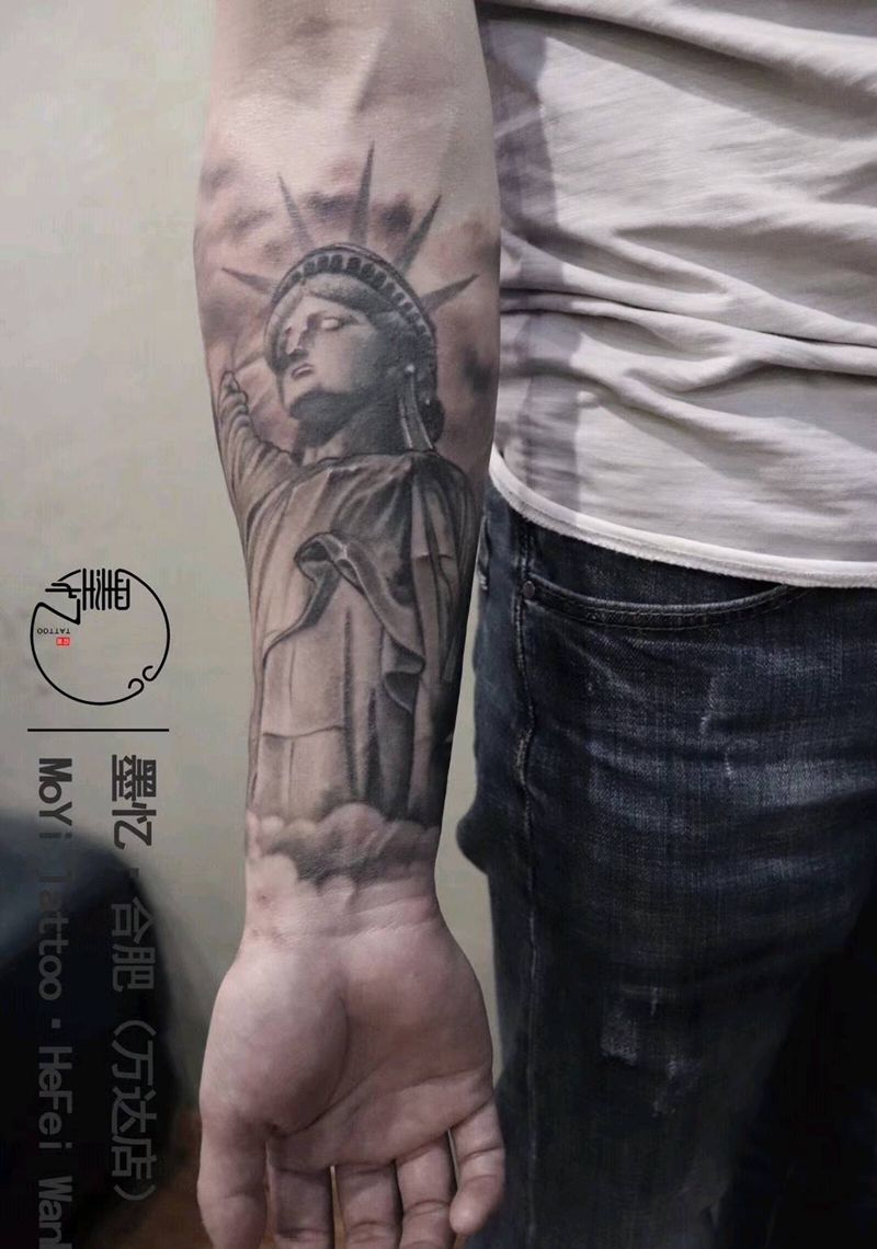 自由女神纹身图片_手臂欧美原创成品纹身图案