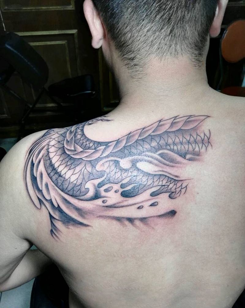 龙，未完成纹身图片