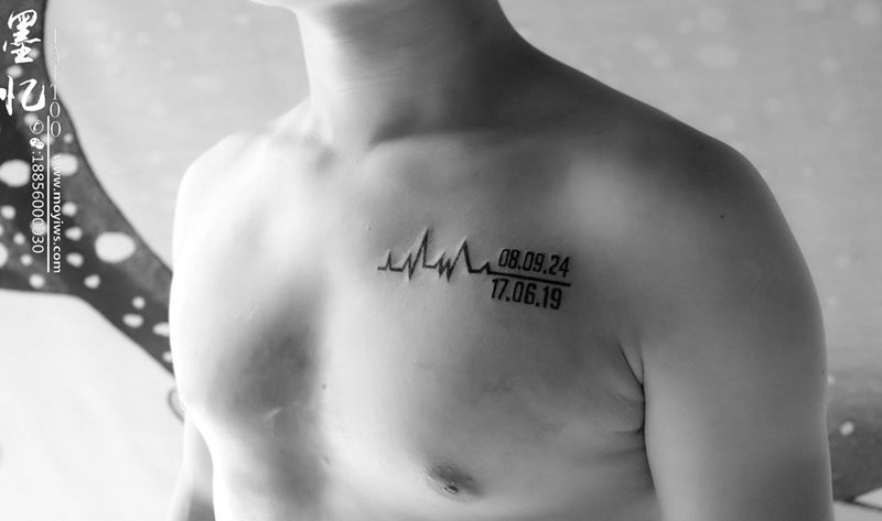 心电图纪念日纹身图片