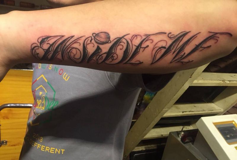 花体字母纹身图片_成品手臂欧美清新字符原创纹身图案