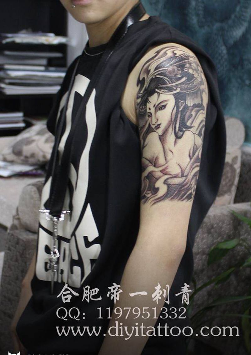 艺妓纹身纹身图片_成品手臂人物传统纹身图案