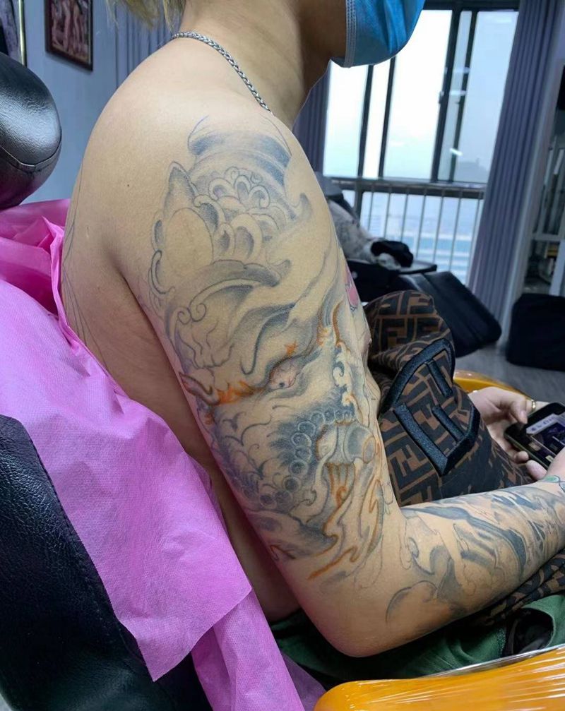 象神修改纹身图片_手臂新传统纹身图案
