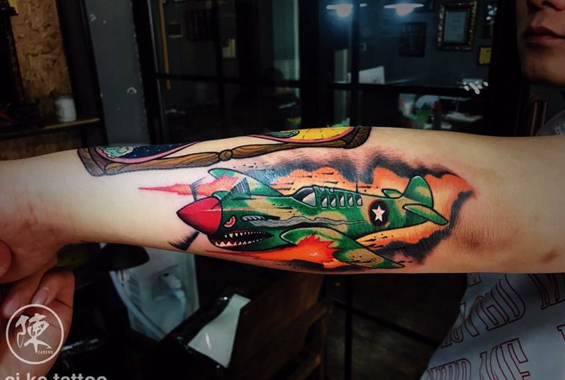 战斗机纹身图片