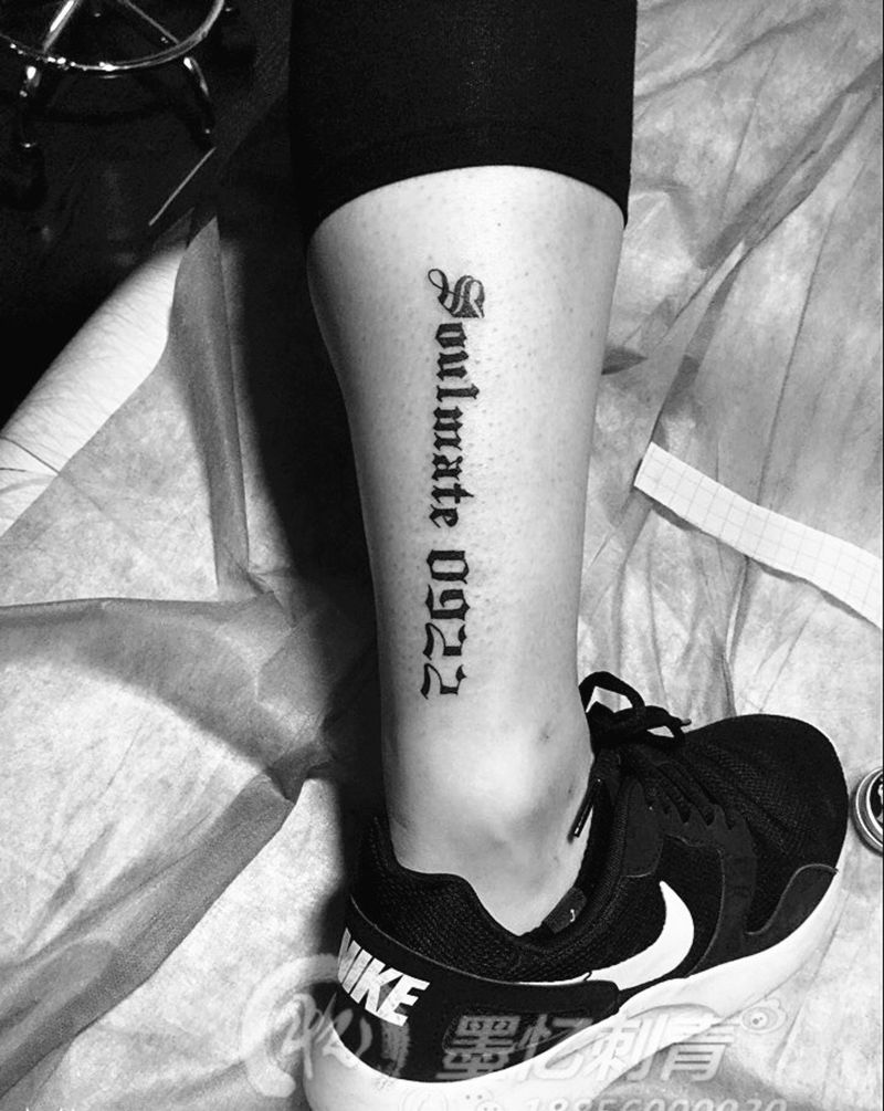 哥特式英文纹身图片_腿部手臂习俗清新静物图腾纹身图案