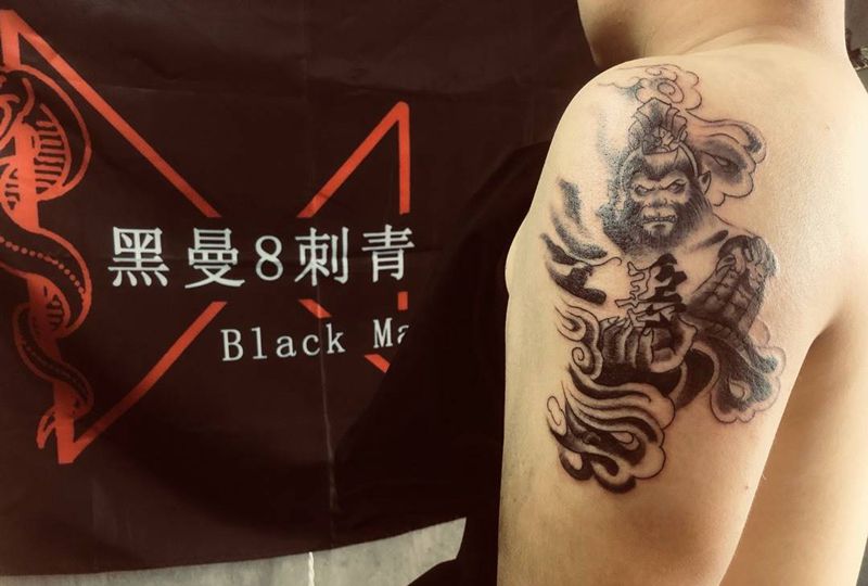 齐天大圣or孙悟空纹身图片_成品手臂传统鬼神纹身图案