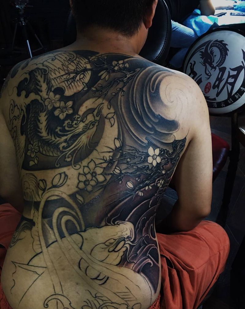 凤凰鱼未完成待续纹身图片