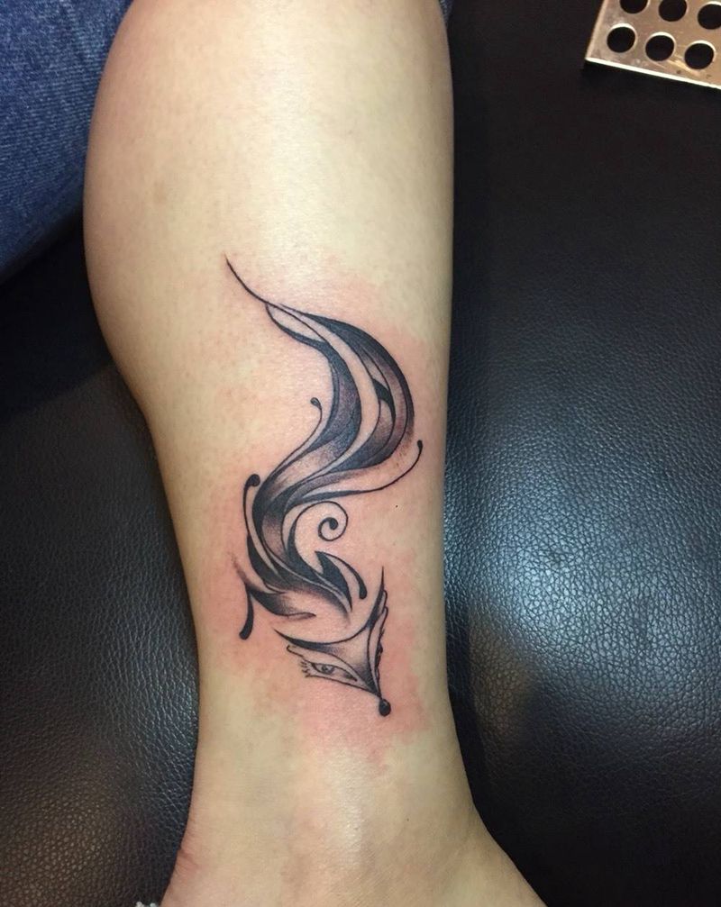 小狐狸纹身图片_成品脚部腿部欧美清新动物纹身图案