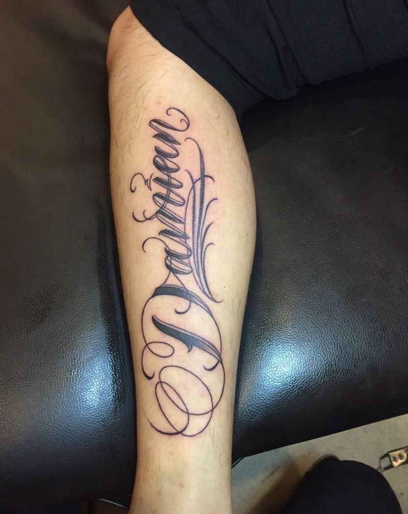 奇卡诺，纹身图片_成品腿部欧美清新字符纹身图案