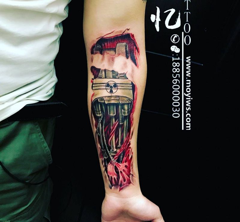 机械臂纹身图片_成品手臂欧美几何纹身图案