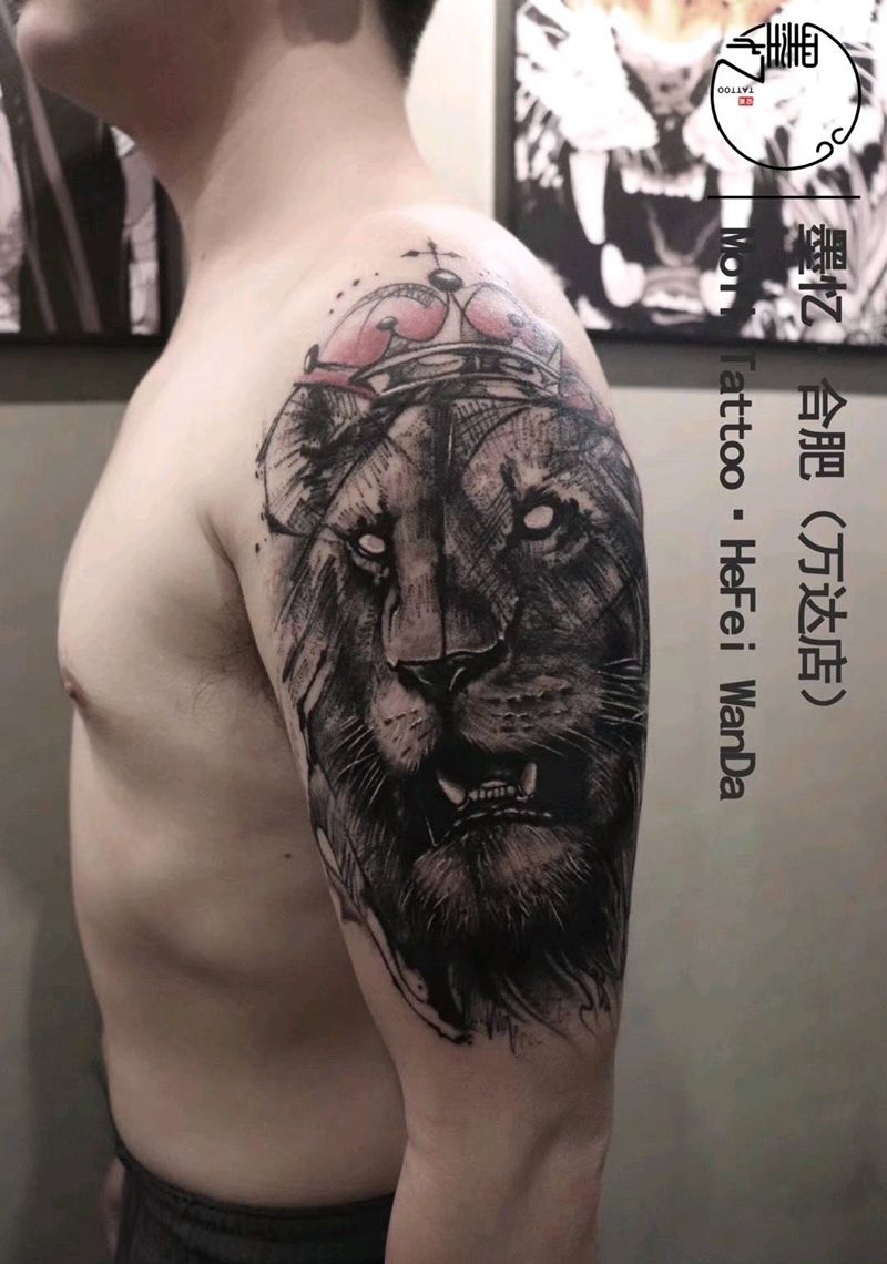 狮子纹身图片_手臂习俗成品纹身图案