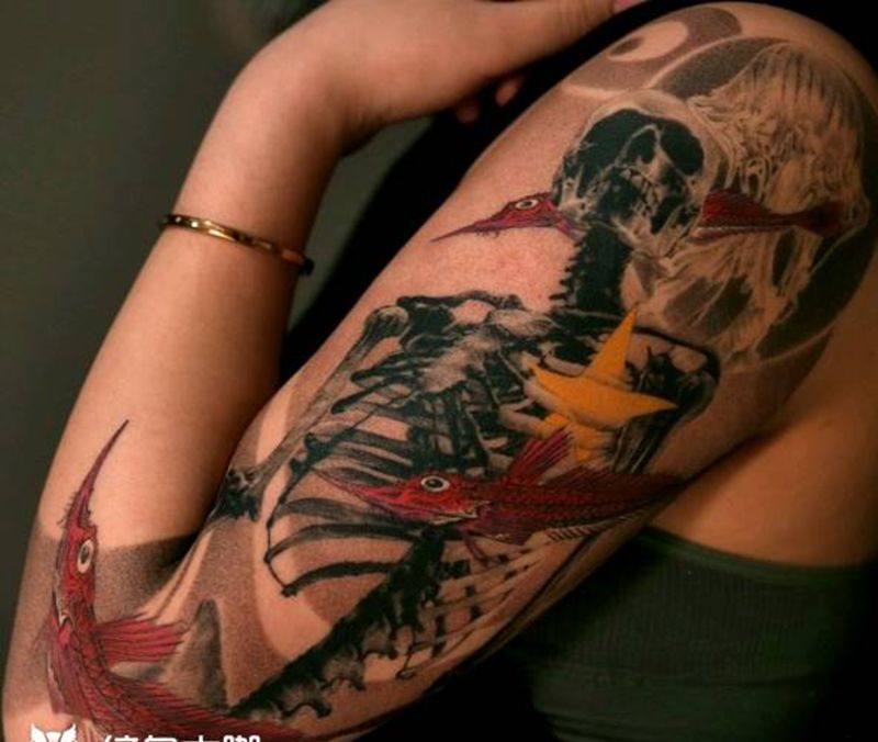 19年中国廊坊获奖作品纹身图片_手臂腿部新传统欧美写实纹身图案