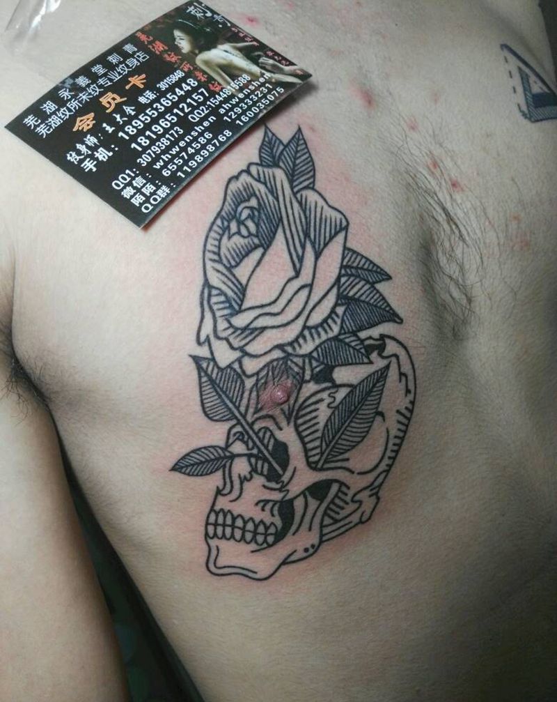 线条骷髅纹身图片