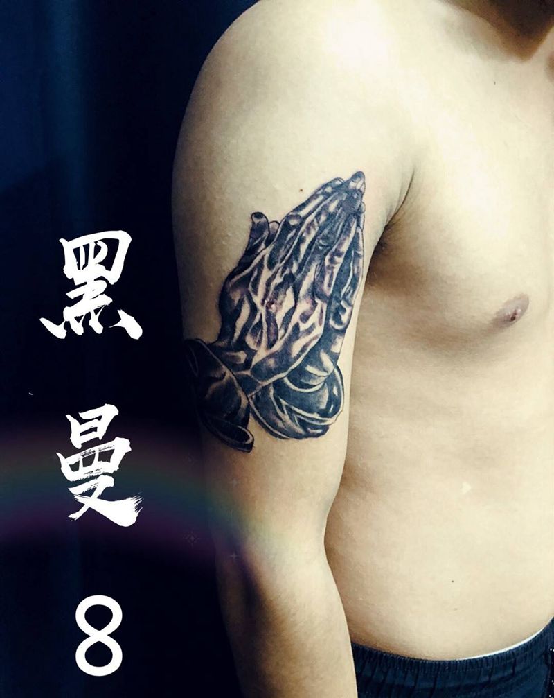 佑纹身图片_手臂新传统欧美写实佛手 写实纹身图案