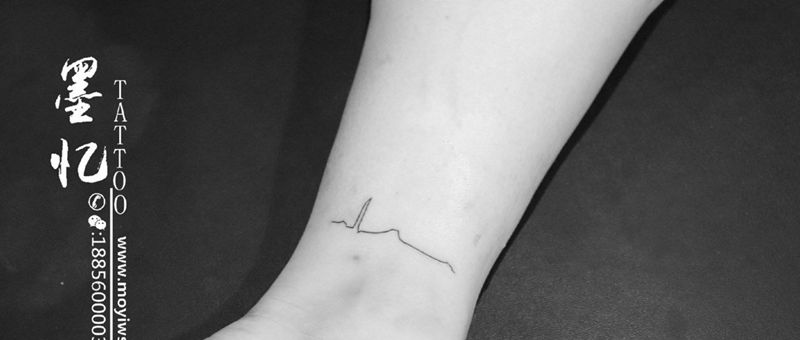 心电图小清新脚踝纹身图片