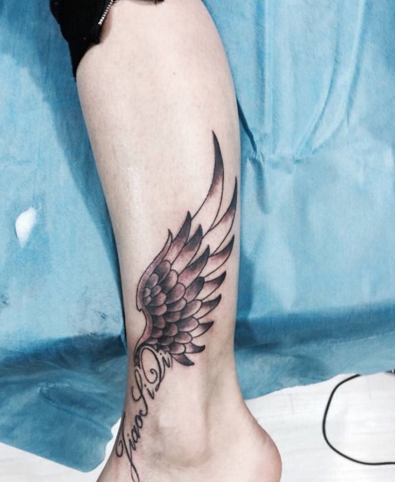 小腿脚踝纹身纹身图片_成品脚部清新图腾原创情侣纹身图案