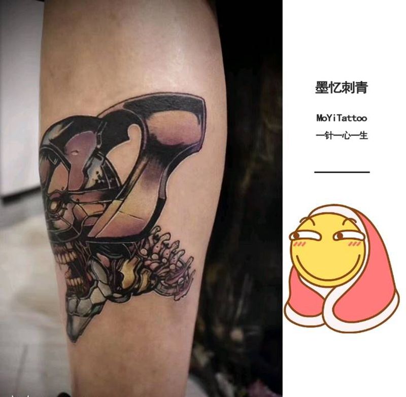 school纹身图片_腿部New School纹身图案