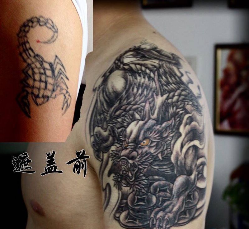 遮盖老纹身纹身图片_成品手臂传统遮盖老纹身图案
