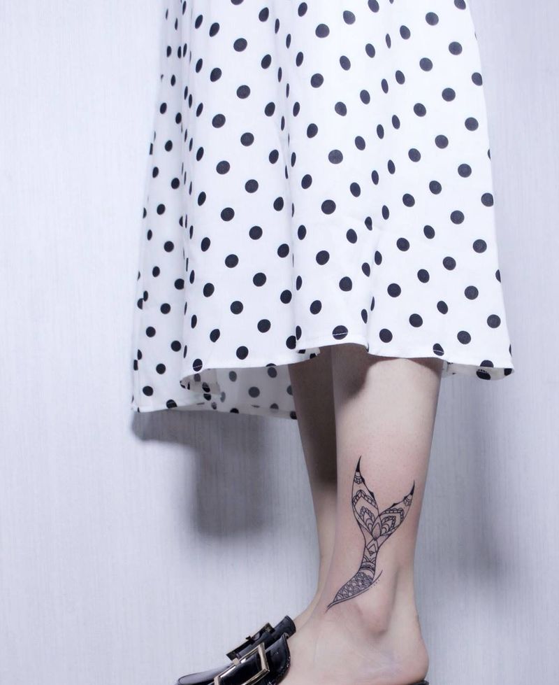 女生脚踝小图纹身图片