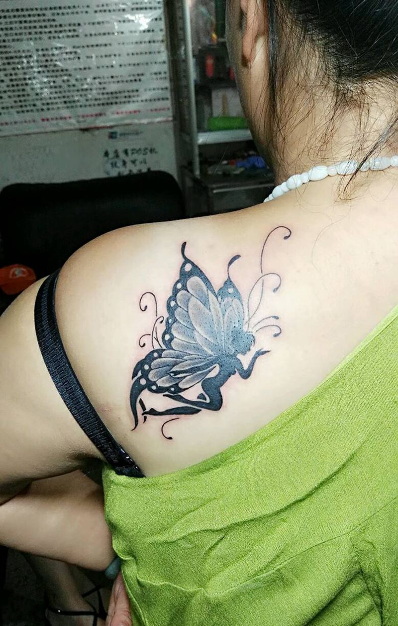 蝴蝶天使纹身图片