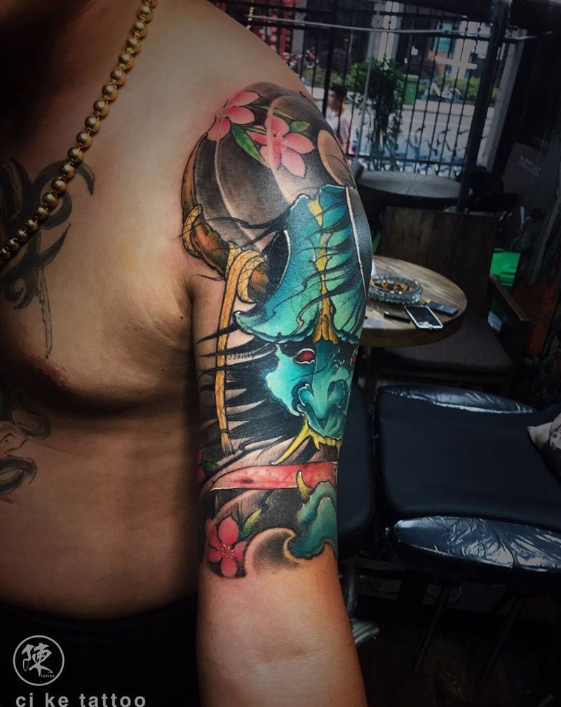 大臂般若纹身图片