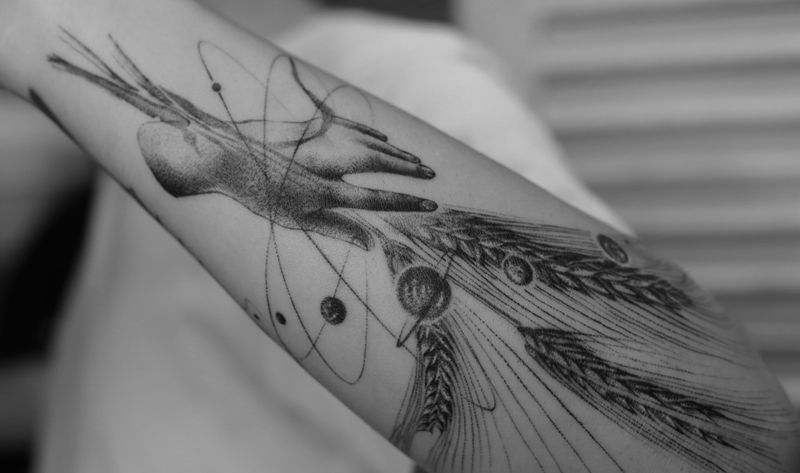 自然刺青處-成为前 作品纹身图片_手臂欧美写实点刺纹身图案