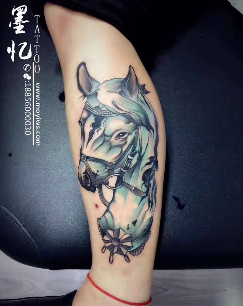 School马小腿纹身图片