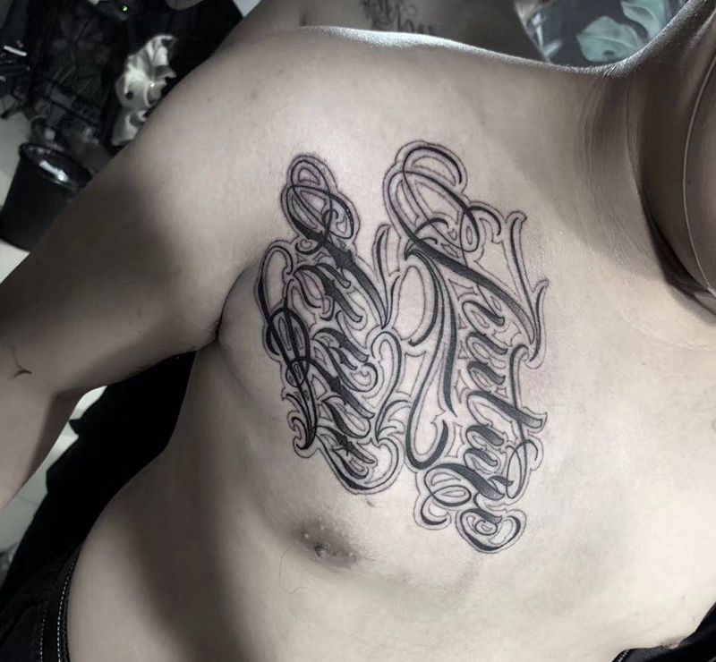 奇卡诺花胸纹身图片