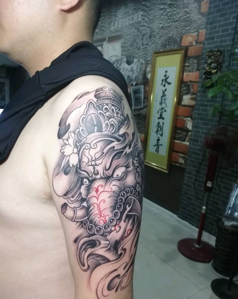 象神纹身图片_手臂腿部新传统老传统纹身图案