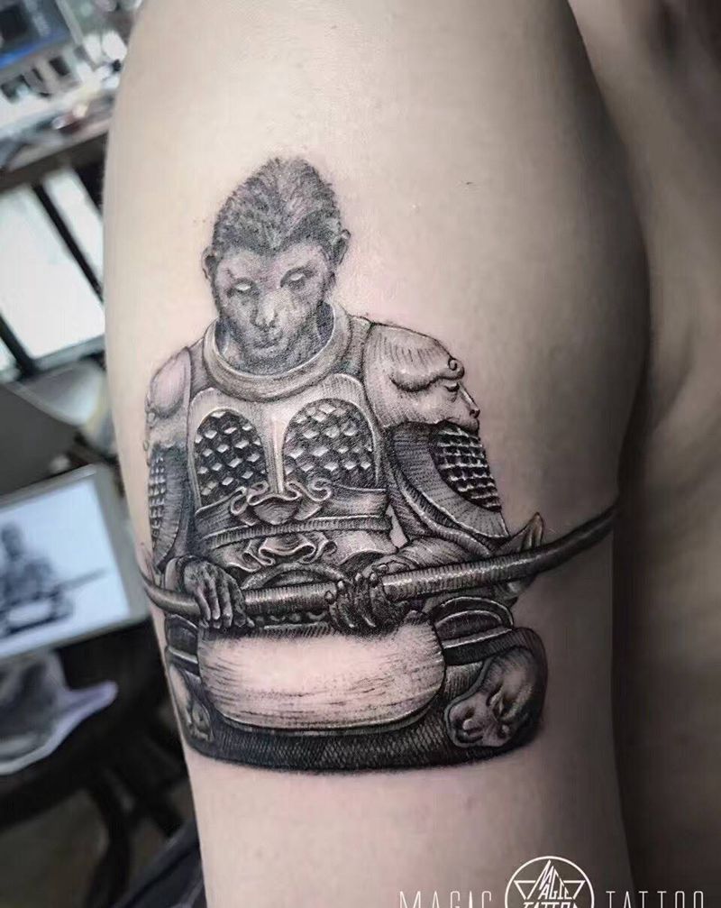 斗战胜佛纹身图片_成品手臂写实鬼神蚌埠斗战胜佛纹身图案