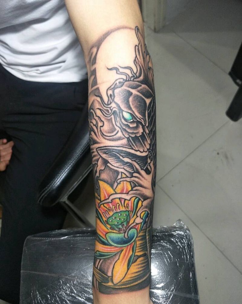 鲤鱼线条修改加上色,纹身图片