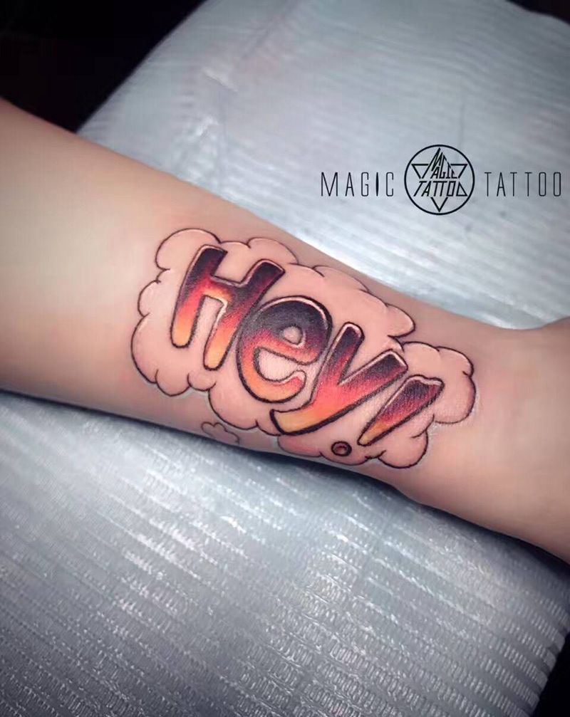 旧纹身遮盖纹身图片_成品手臂手部欧美鬼神蚌埠英文彩色school遮盖纹身图案