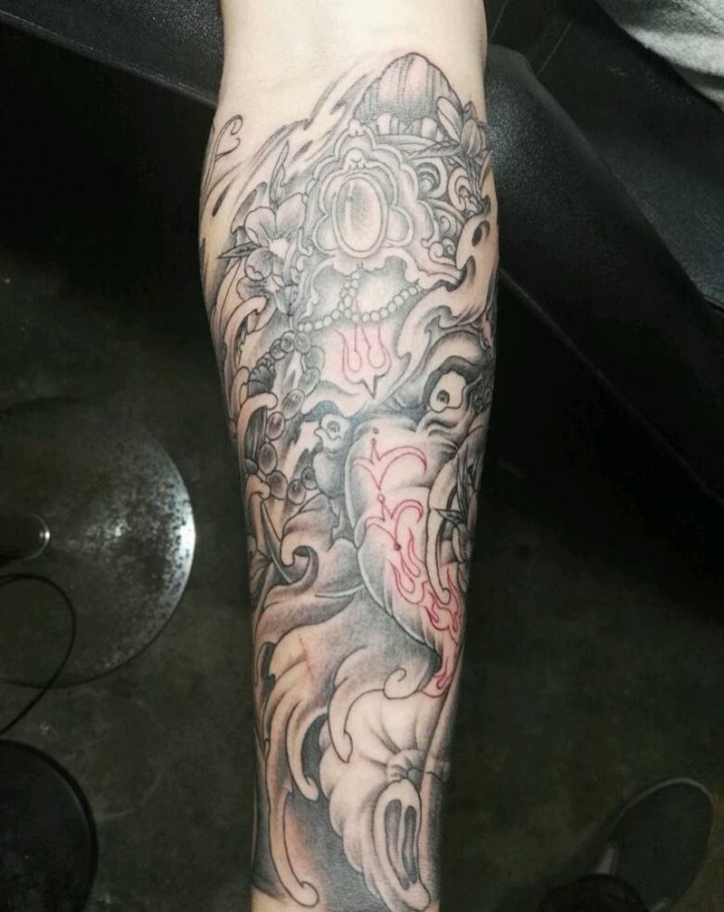 就到这吧，客人己到极限了，纹身图片_臀部手臂腿部传统肖像动物人物鬼神宗教成品纹身图案