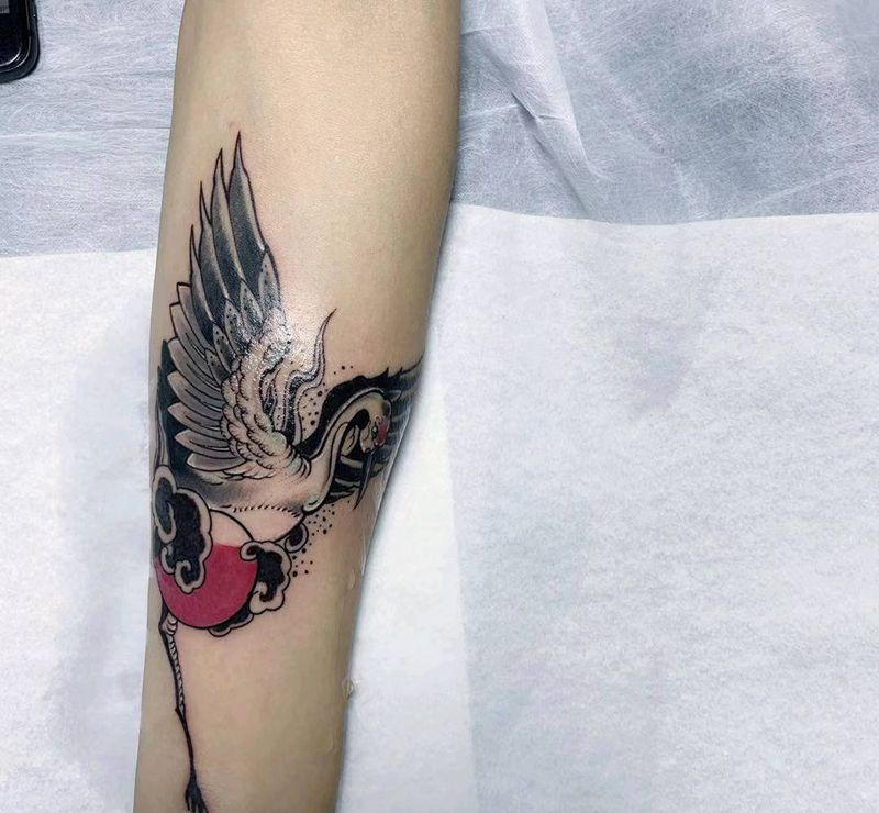 鹤纹身图片_小清新纹身图案